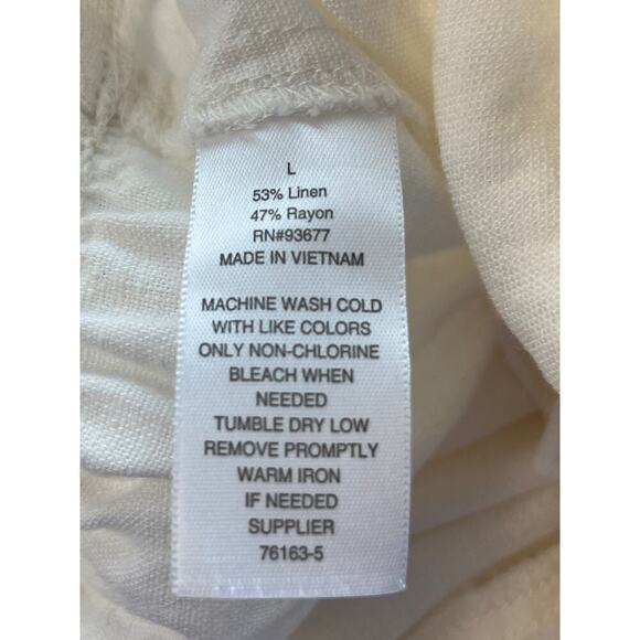 a.n.a ANewApproach Womens White L WideLeg Linen BlendPockets Button Crop Pants - Picture 8 of 8